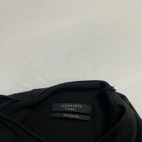 ALLSAINTS Black Merino Wool Top Sweater Size XS - Picture 3 of 7